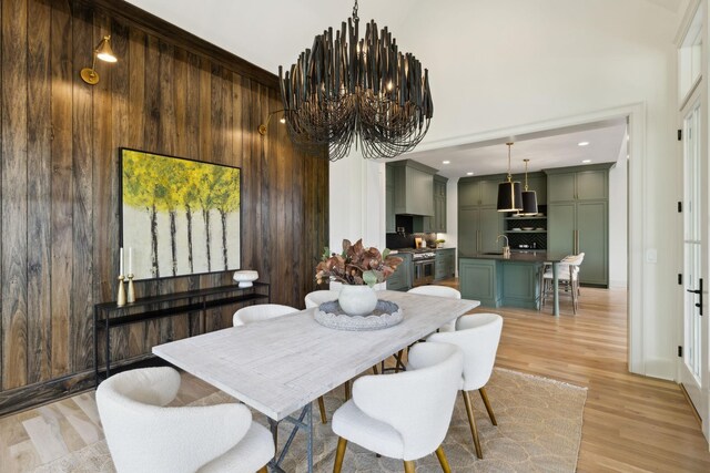 8876 Edgecomb Dr, College Grove, TN 37046 - dining space featuring light wood-style floors, a chandelier, and recessed lighting