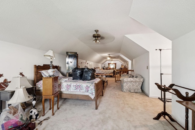 8663 Dog Branch Rd, Mount Pleasant, TN 38474 - carpeted bedroom with lofted ceiling and a textured ceiling