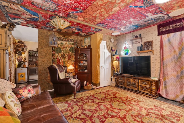 997 W 12th St, Chickamauga, GA 30707 - living area featuring wallpapered walls and wood finished floors