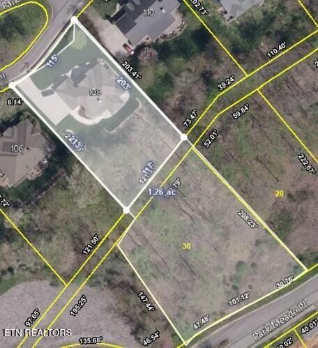 108 Center Park Ln, Oak Ridge, TN 37830 - map of property location featuring property boundaries highlighted