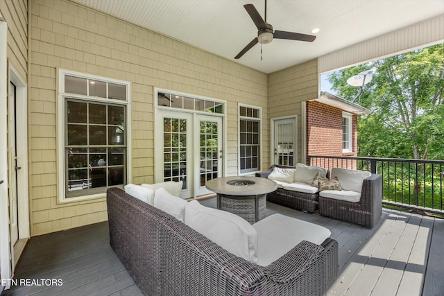 108 Center Park Ln, Oak Ridge, TN 37830 - wooden terrace featuring an outdoor living space with a fire pit and a ceiling fan