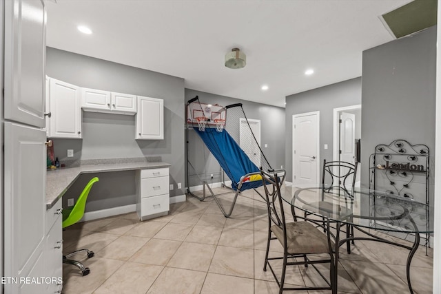 108 Center Park Ln, Oak Ridge, TN 37830 - office with light tile patterned flooring, built in study area, and recessed lighting