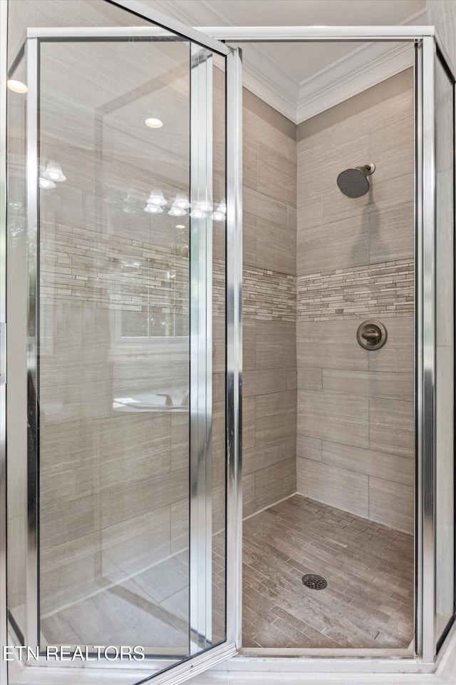 108 Center Park Ln, Oak Ridge, TN 37830 - full bathroom with ornamental molding and a shower stall
