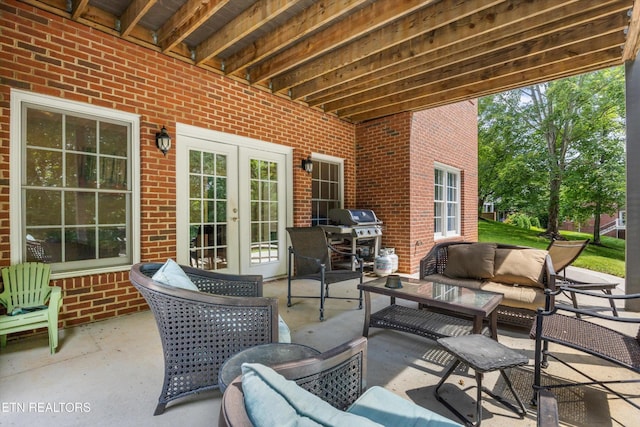108 Center Park Ln, Oak Ridge, TN 37830 - view of patio / terrace featuring french doors, an outdoor living space, and grilling area