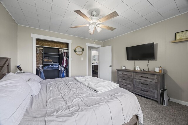 3205 Sylvia Rd, Dickson, TN 37055 - bedroom with carpet flooring, a closet, crown molding, and a ceiling fan