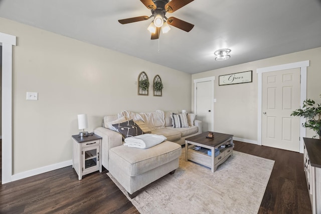 3205 Sylvia Rd, Dickson, TN 37055 - living area featuring dark wood-style flooring and ceiling fan