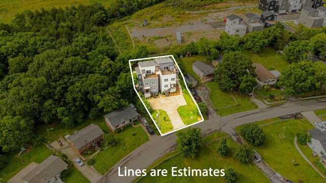 1227 N Avondale Cir, Nashville, TN 37207 - aerial perspective of suburban area with property parcel outlined