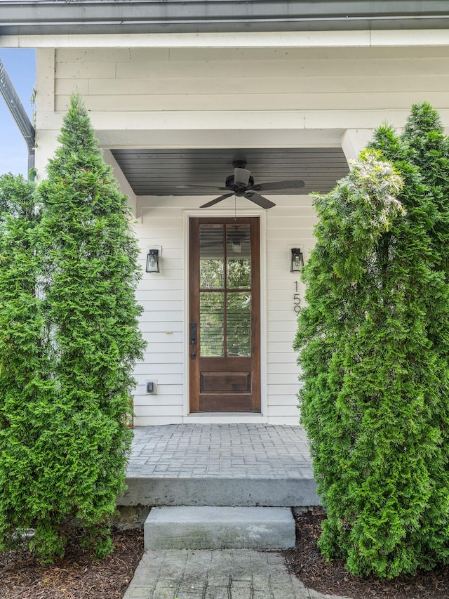 159 Acton St, Franklin, TN 37064 - property entrance featuring ceiling fan and a porch