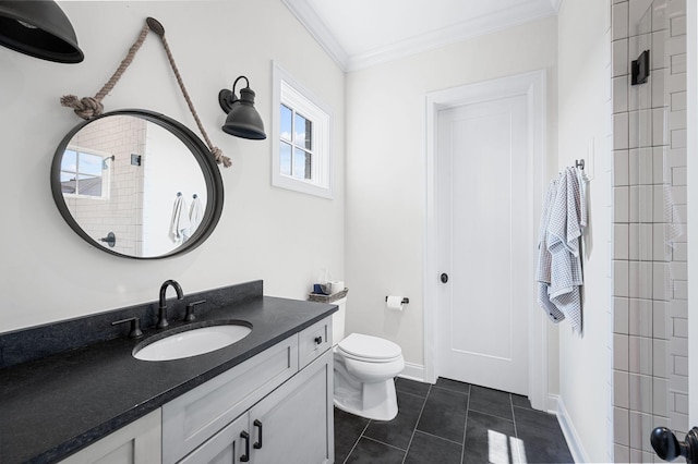 1542 Amesbury Ln, Franklin, TN 37069 - bathroom featuring ornamental molding, vanity, and tile patterned flooring