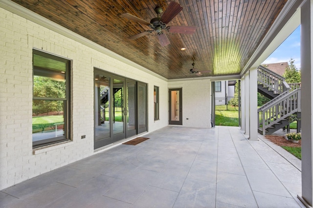 1542 Amesbury Ln, Franklin, TN 37069 - view of patio featuring french doors, stairs, and ceiling fan