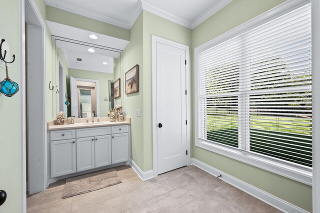 1542 Amesbury Ln, Franklin, TN 37069 - bathroom with vanity, crown molding, and tile patterned flooring