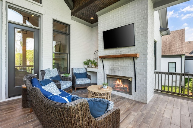 1542 Amesbury Ln, Franklin, TN 37069 - deck featuring an outdoor living space with a fireplace