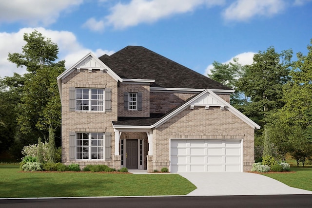 1109 Aster Pl, Mount Juliet, TN 37122 - view of front of home featuring brick siding, a front yard, driveway, and a garage