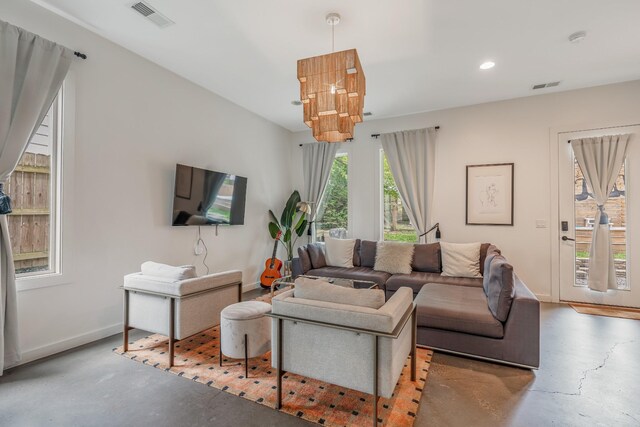 203 N 9th St Unit A/B, Nashville, TN 37206 - living area with concrete flooring and recessed lighting