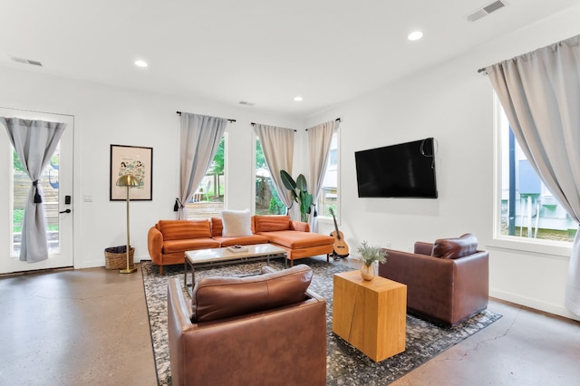 203 N 9th St Unit A/B, Nashville, TN 37206 - living room with concrete floors and recessed lighting