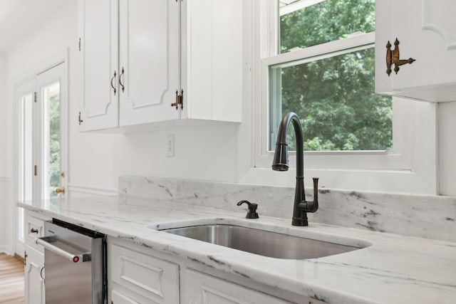 415 Porter Cir, Columbia, TN 38401 - kitchen featuring dishwasher, white cabinets, and light stone countertops
