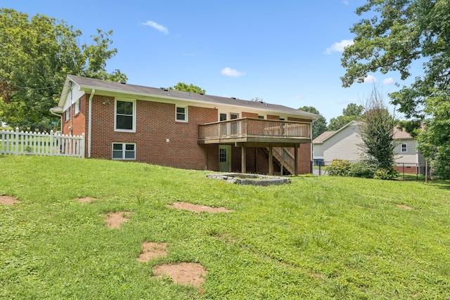 415 Porter Cir, Columbia, TN 38401 - rear view of house featuring a deck, brick siding, and stairs