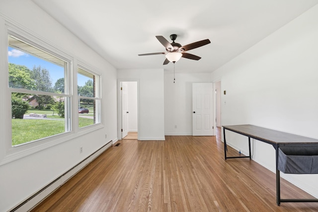 415 Porter Cir, Columbia, TN 38401 - spare room with a baseboard radiator, light wood-style flooring, and ceiling fan