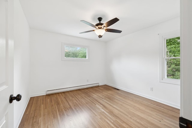 415 Porter Cir, Columbia, TN 38401 - unfurnished room with a baseboard heating unit, healthy amount of natural light, light wood-style flooring, and ceiling fan