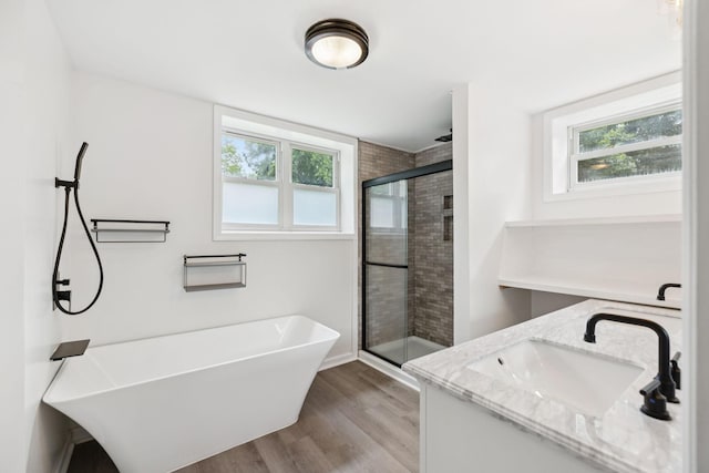 415 Porter Cir, Columbia, TN 38401 - bathroom featuring healthy amount of natural light, a shower stall, a soaking tub, and vanity