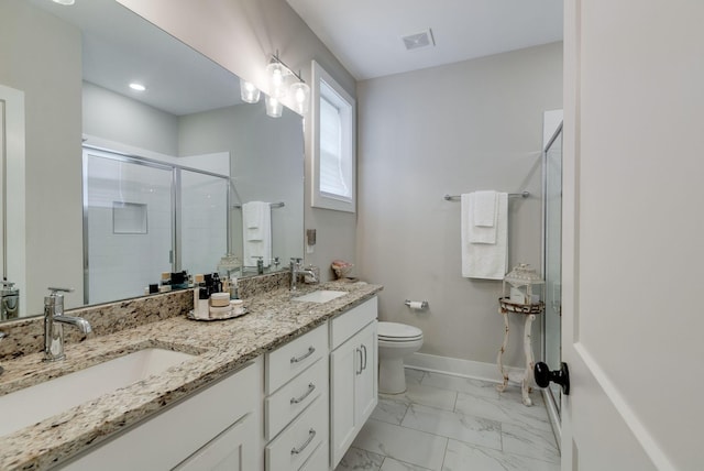 588 Davis Valley Dr, Columbia, TN 38401 - full bathroom with a stall shower, double vanity, and marble look tiles