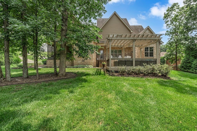 122 Ridgebend Dr, Murfreesboro, TN 37128 - back of house featuring a pergola, brick siding, and a yard