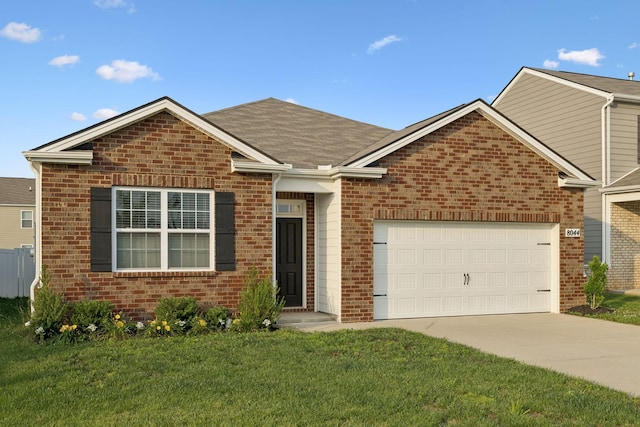 8044 Typhani Way, White House, TN 37188 - ranch-style home featuring brick siding, concrete driveway, an attached garage, and a front lawn