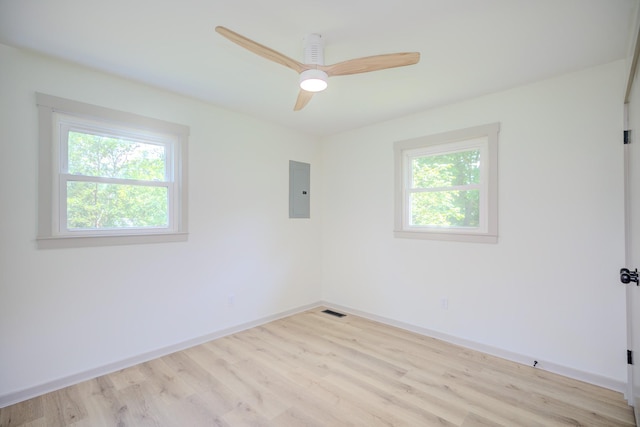 445 High Point Rd, Clarksville, TN 37042 - empty room with electric panel, light wood-style flooring, and a ceiling fan