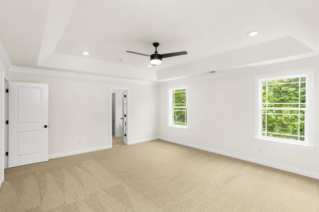 4026 Rampart Way, Spring Hill, TN 37174 - carpeted spare room with a tray ceiling, a ceiling fan, crown molding, and recessed lighting