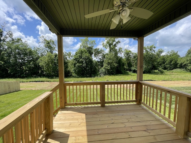 30 Cherry Acres, Clarksville, TN 37042 - wooden terrace featuring ceiling fan, a yard, and view of wooded area