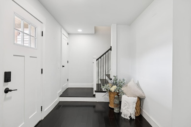 2117 Strombury Dr, Hermitage, TN 37076 - foyer entrance featuring stairs, recessed lighting, and wood finished floors