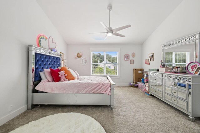 2117 Strombury Dr, Hermitage, TN 37076 - bedroom with carpet floors, vaulted ceiling, and a ceiling fan