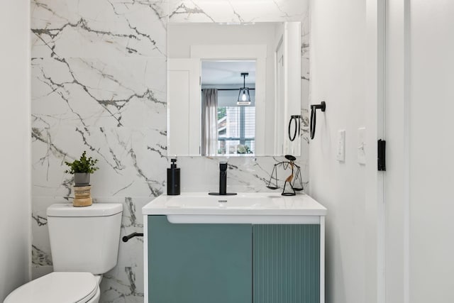 2117 Strombury Dr, Hermitage, TN 37076 - half bath featuring vanity and marble tiled flooring
