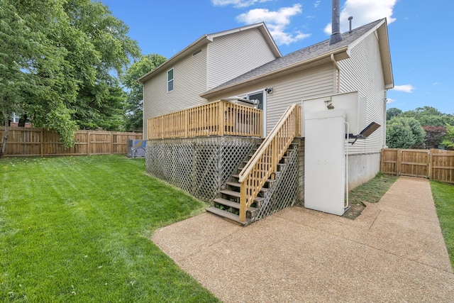 2117 Strombury Dr, Hermitage, TN 37076 - rear view of house featuring stairs, a fenced backyard, and a deck
