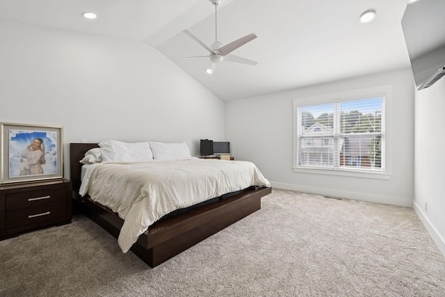 2117 Strombury Dr, Hermitage, TN 37076 - bedroom featuring lofted ceiling, carpet floors, recessed lighting, and ceiling fan