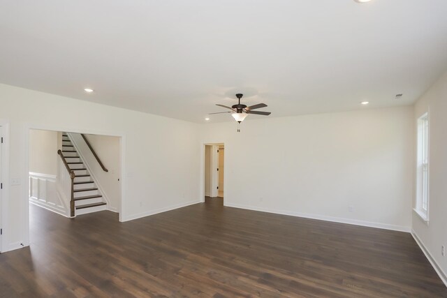 4020 Rampart Way, Spring Hill, TN 37174 - spare room featuring recessed lighting, stairs, ceiling fan, and dark wood-type flooring