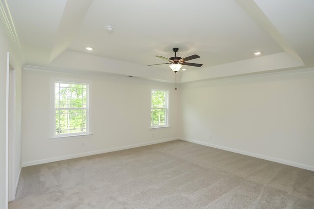 4020 Rampart Way, Spring Hill, TN 37174 - empty room with a tray ceiling, light colored carpet, ceiling fan, a smoke detector, and recessed lighting