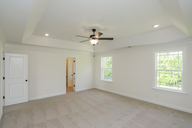 4020 Rampart Way, Spring Hill, TN 37174 - unfurnished room featuring a raised ceiling, a ceiling fan, light carpet, and recessed lighting