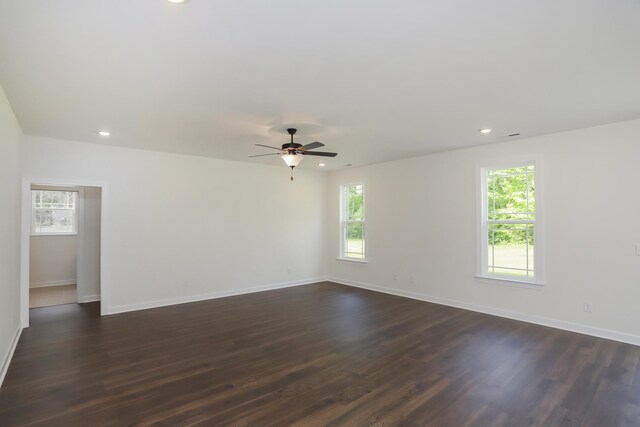 4020 Rampart Way, Spring Hill, TN 37174 - spare room with dark wood-type flooring, a ceiling fan, and recessed lighting