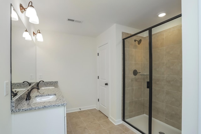 4020 Rampart Way, Spring Hill, TN 37174 - full bathroom with double vanity, a stall shower, and tile patterned floors