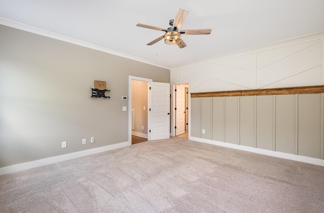 2050 Beamon Dr, Franklin, TN 37064 - unfurnished bedroom featuring ornamental molding, carpet, and a ceiling fan