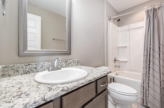 2050 Beamon Dr, Franklin, TN 37064 - full bathroom featuring vanity, shower / bath combo with shower curtain, and tile patterned floors