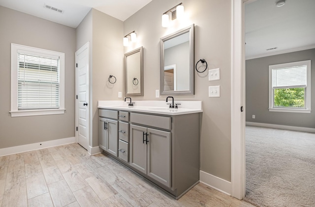2050 Beamon Dr, Franklin, TN 37064 - full bathroom featuring double vanity and crown molding