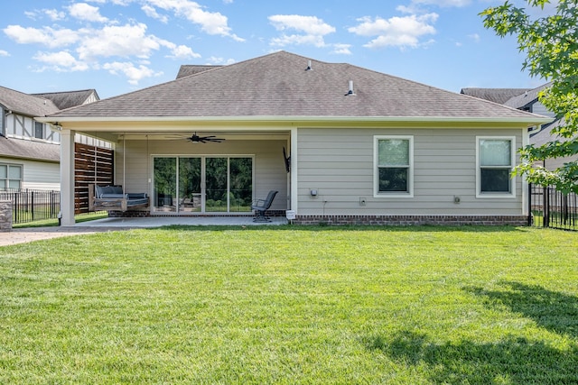 2050 Beamon Dr, Franklin, TN 37064 - back of house featuring roof with shingles, a patio area, and ceiling fan