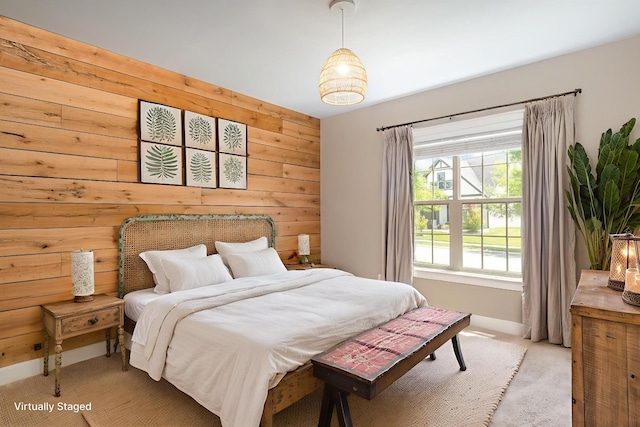 2050 Beamon Dr, Franklin, TN 37064 - bedroom featuring wooden walls and light carpet