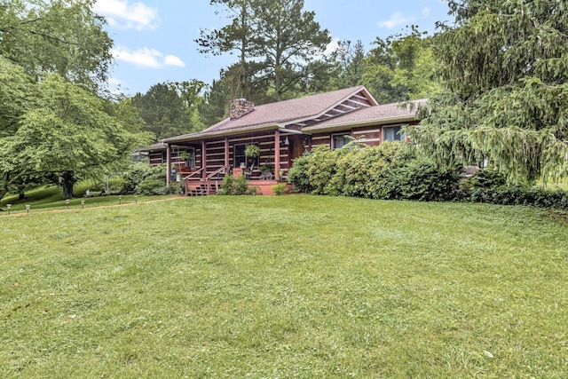 6861 Arno Allisona Rd, College Grove, TN 37046 - view of front of house featuring a chimney, a front yard, and a porch