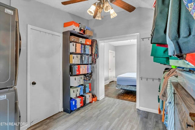 4616 Coile Rd, Knoxville, TN 37918 - bedroom with freestanding refrigerator, wood finished floors, and a ceiling fan