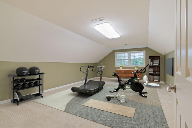 1111 Chickasaw Dr, Brentwood, TN 37027 - workout room featuring carpet and vaulted ceiling