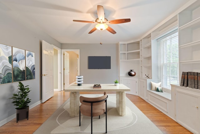 1111 Chickasaw Dr, Brentwood, TN 37027 - office area featuring ceiling fan, light wood-type flooring, and plenty of natural light