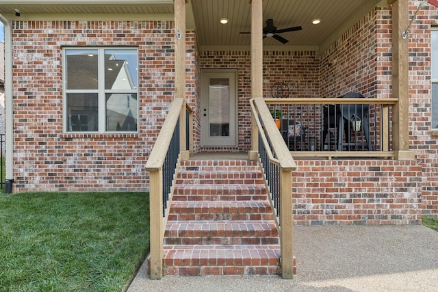 1037 Jackston Mack Way, Gallatin, TN 37066 - view of exterior entry featuring ceiling fan and brick siding
